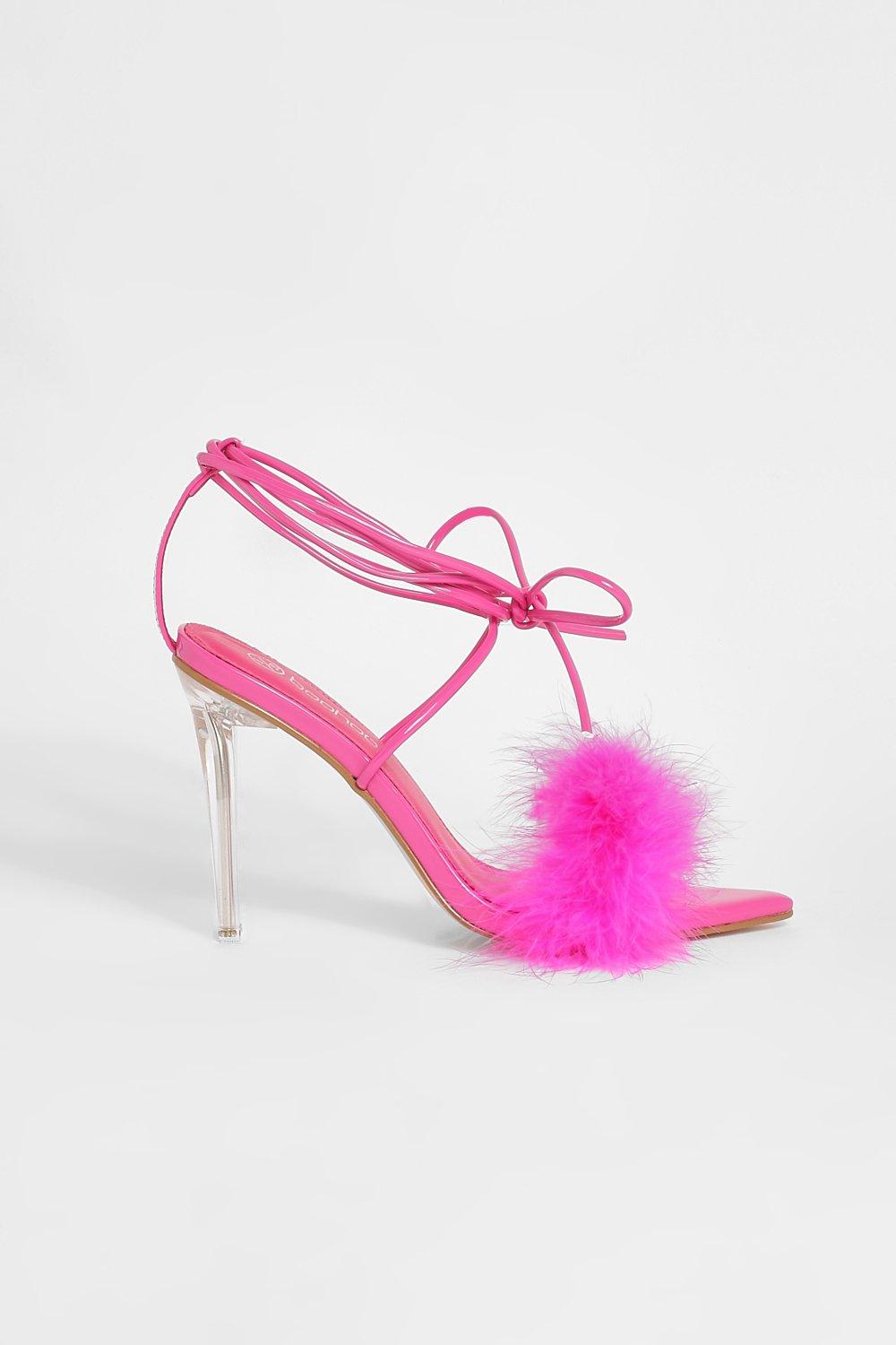 Pink hot sale feather shoes